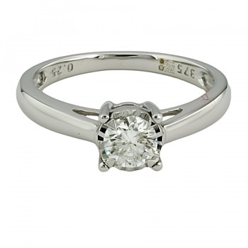 9ct white gold diamond 0.25cts solitaire Ring size H